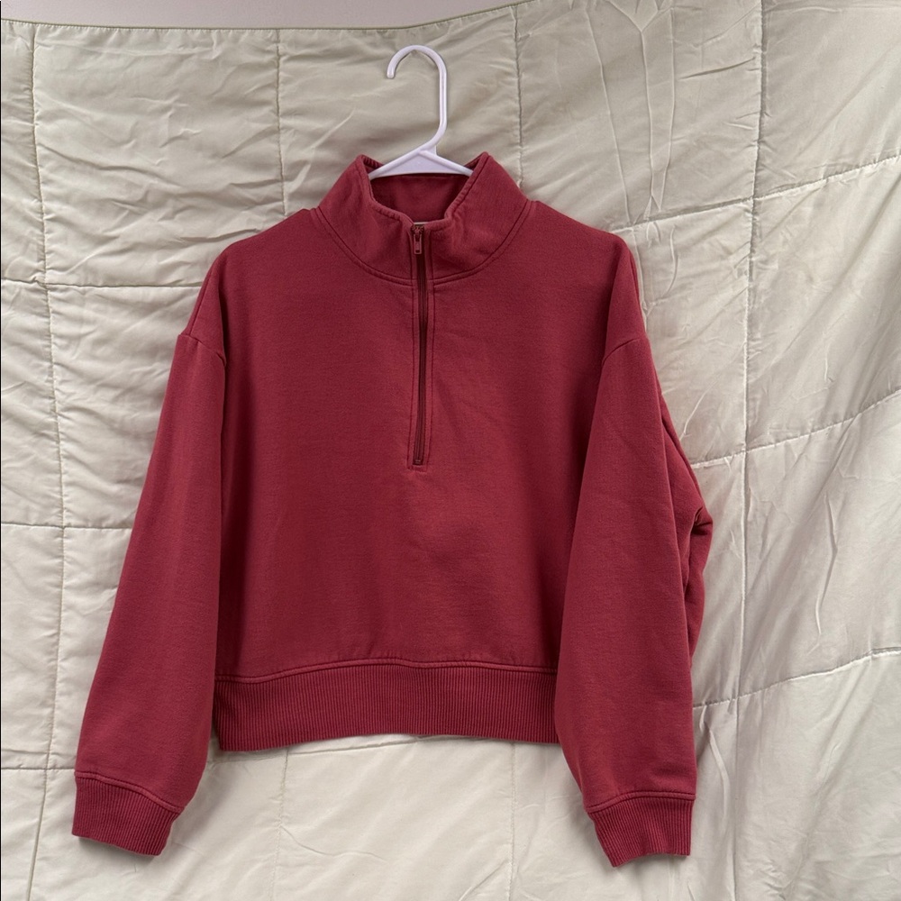 a new day Women's Burgundy Half-Zip Sweatshirt